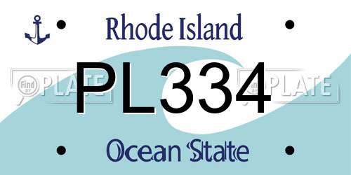 PL334 Rhode Island License Plate