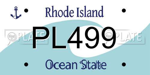 PL499 Rhode Island License Plate