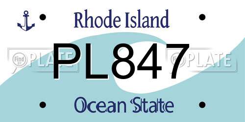PL847 Rhode Island License Plate