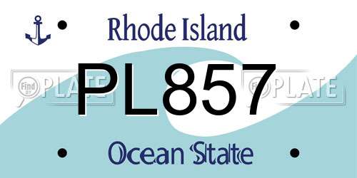 PL857 Rhode Island License Plate