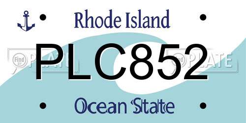 PLC852 Rhode Island License Plate