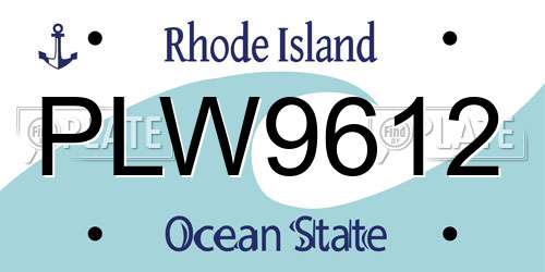 PLW9612 Rhode Island License Plate