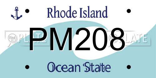 PM208 Rhode Island License Plate