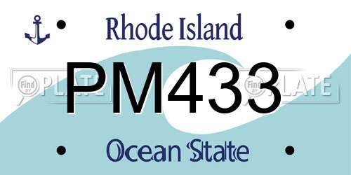 PM433 Rhode Island License Plate