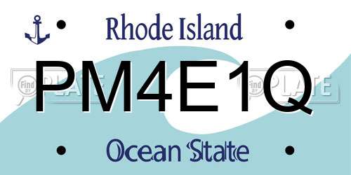PM4E1Q Rhode Island License Plate