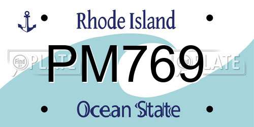 PM769 Rhode Island License Plate