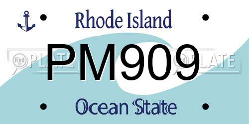 PM909 Rhode Island License Plate