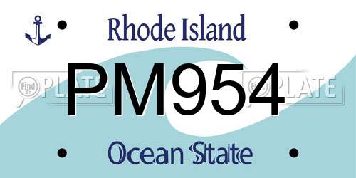 PM954 Rhode Island License Plate