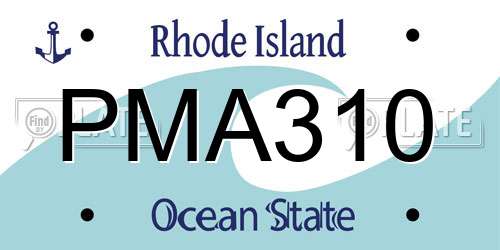 PMA310 Rhode Island License Plate