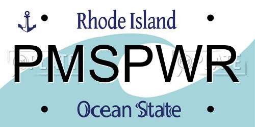 PMSPWR Rhode Island License Plate
