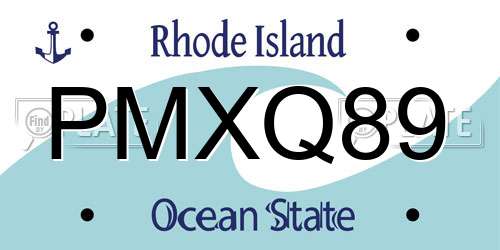 PMXQ89 Rhode Island License Plate