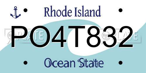 PO4T832 Rhode Island License Plate