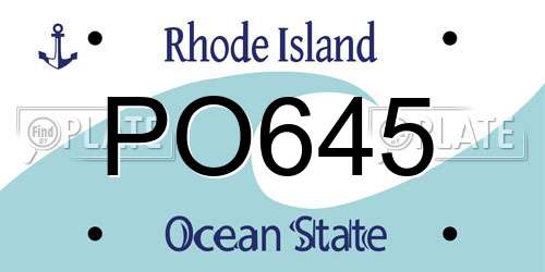 PO645 Rhode Island License Plate