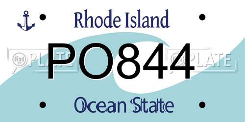PO844 Rhode Island License Plate