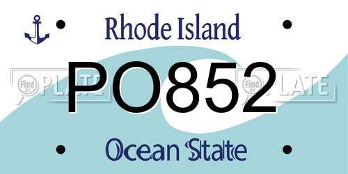 PO852 Rhode Island License Plate