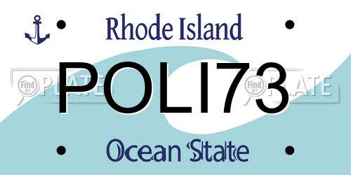 POLI73 Rhode Island License Plate