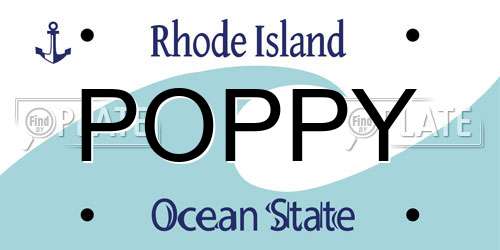 POPPY Rhode Island License Plate