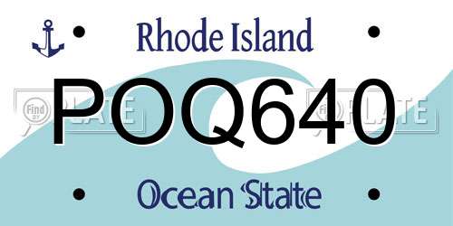 POQ640 Rhode Island License Plate