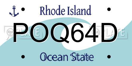 POQ64D Rhode Island License Plate