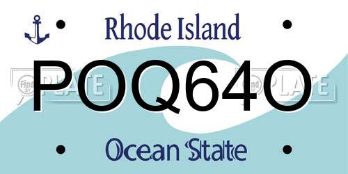 POQ64O Rhode Island License Plate