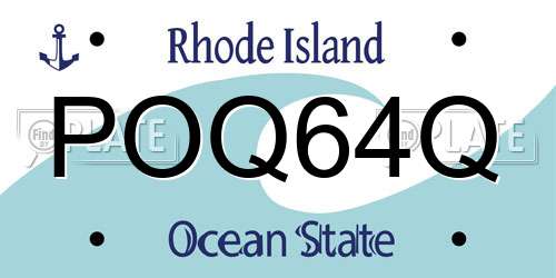 POQ64Q Rhode Island License Plate