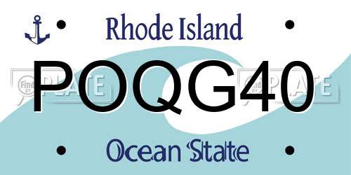 POQG40 Rhode Island License Plate