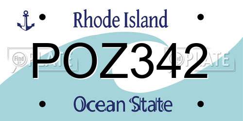POZ342 Rhode Island License Plate