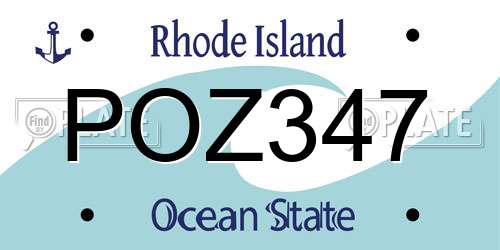 POZ347 Rhode Island License Plate