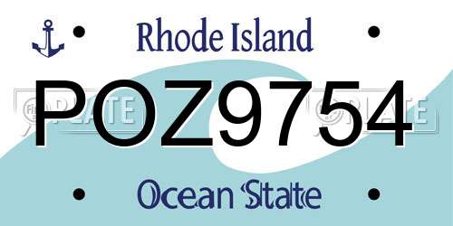 POZ9754 Rhode Island License Plate