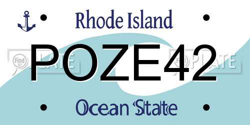 POZE42 Rhode Island License Plate