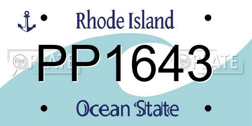 PP1643 Rhode Island License Plate