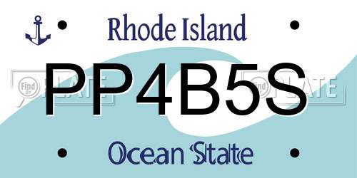 PP4B5S Rhode Island License Plate