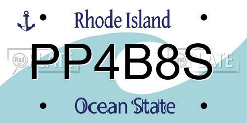 PP4B8S Rhode Island License Plate