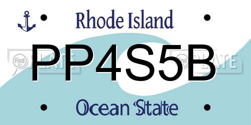 PP4S5B Rhode Island License Plate