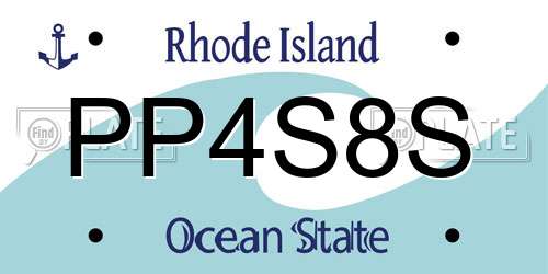 PP4S8S Rhode Island License Plate