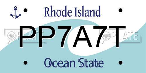 PP7A7T Rhode Island License Plate