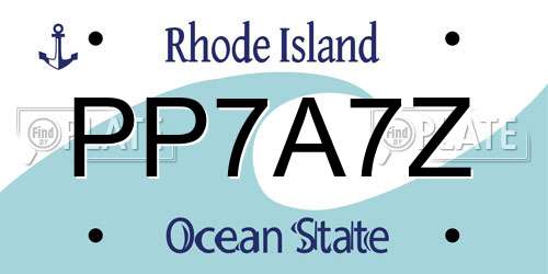 PP7A7Z Rhode Island License Plate