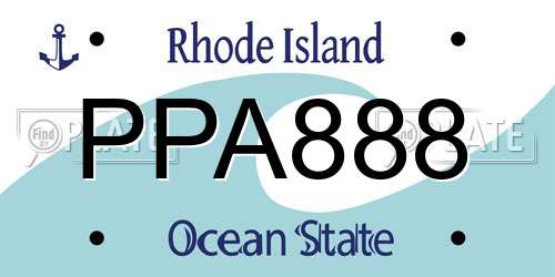 PPA888 Rhode Island License Plate