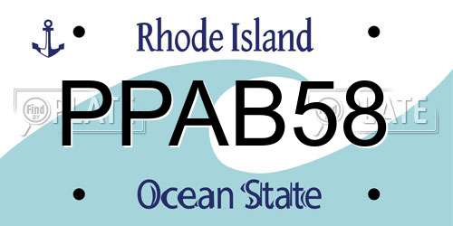 PPAB58 Rhode Island License Plate