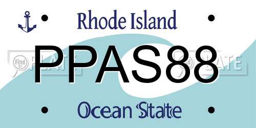 PPAS88 Rhode Island License Plate