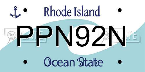 PPN92N Rhode Island License Plate