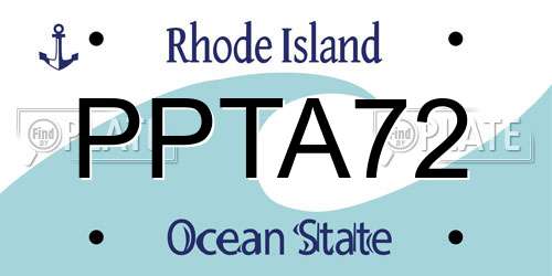 PPTA72 Rhode Island License Plate