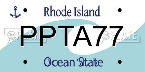 PPTA77 Rhode Island License Plate