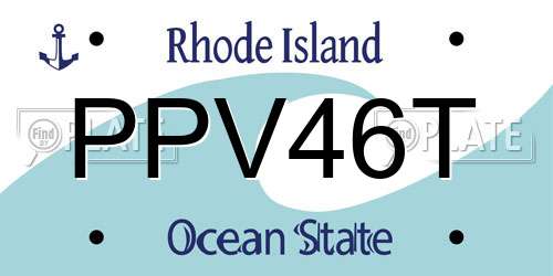 PPV46T Rhode Island License Plate