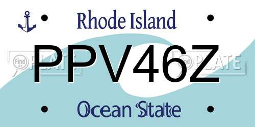 PPV46Z Rhode Island License Plate
