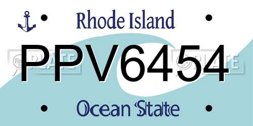 PPV6454 Rhode Island License Plate