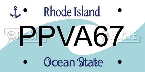 PPVA67 Rhode Island License Plate