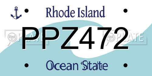 PPZ472 Rhode Island License Plate