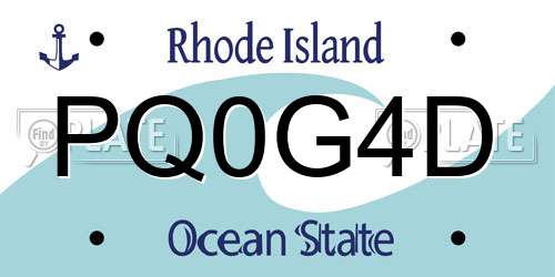 PQ0G4D Rhode Island License Plate