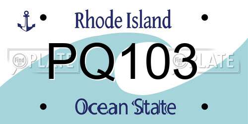 PQ103 Rhode Island License Plate